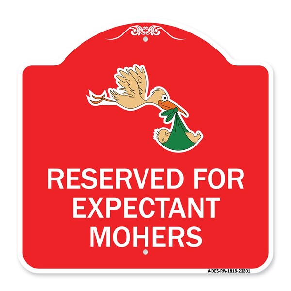 Reserved for Expectant Mothers With Stork & Baby Graphic, Red & White Architectural, RW-1818-23201